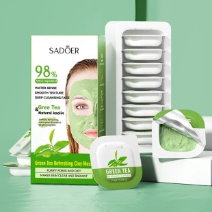 SADOER Глиняная маска для очищения пор на основе экстракта зелёного чая, 8*7.5 гр
