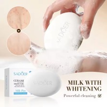 SADOER Отбеливающее мыло для лица и тела с молочным протеином Organic Pure Milk, 100г